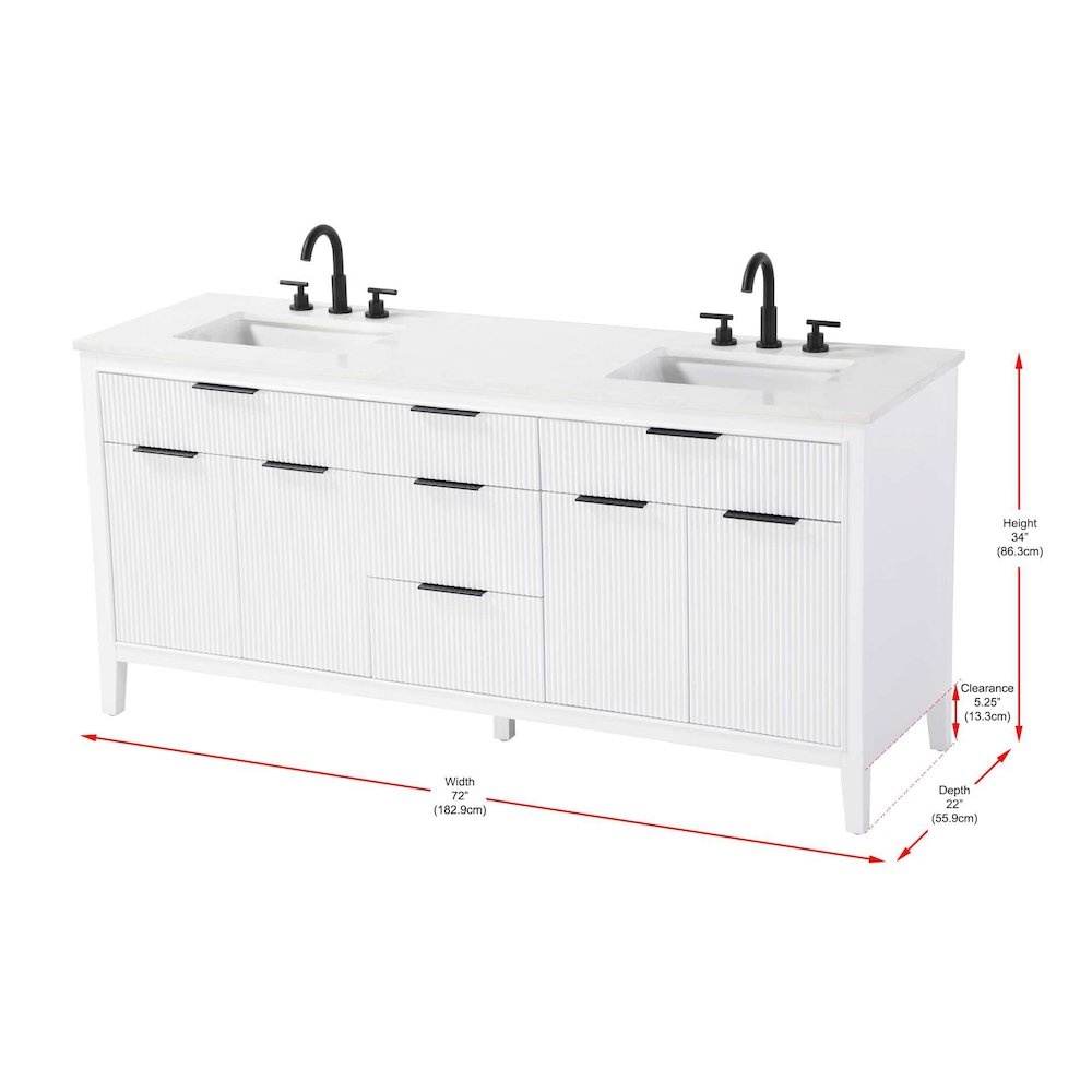 72 inch Double Bathroom Vanity in White. Picture 10