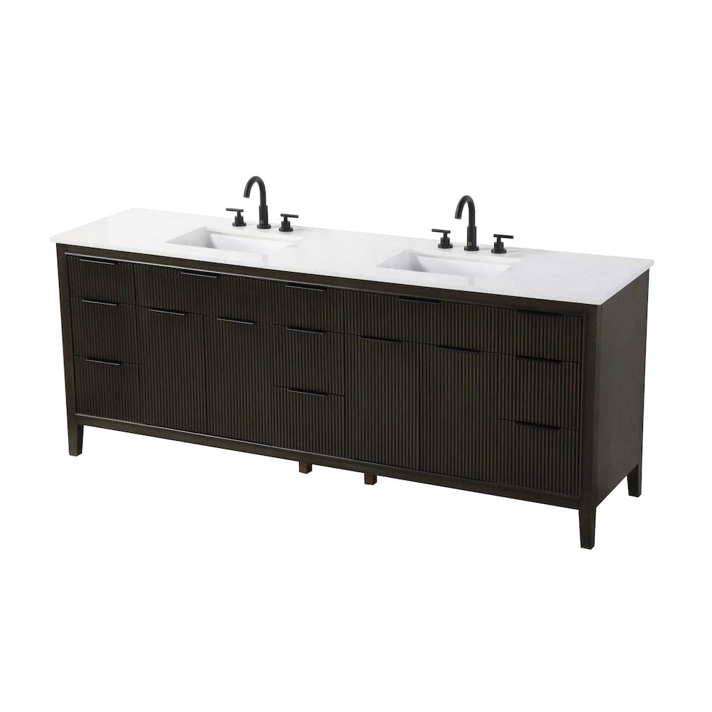 84 inch Double Bathroom Vanity in Chocolate Oak. Picture 2