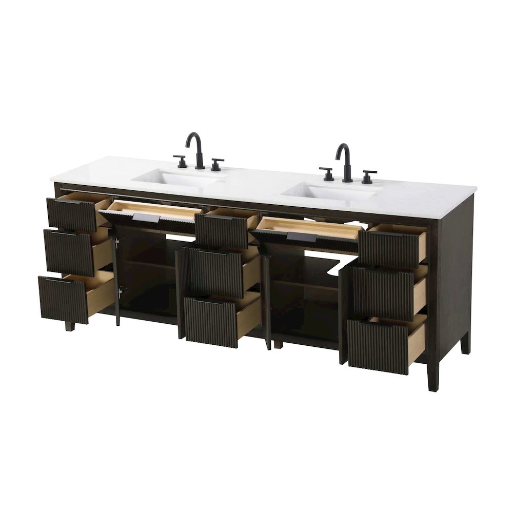 84 inch Double Bathroom Vanity in Chocolate Oak. Picture 3
