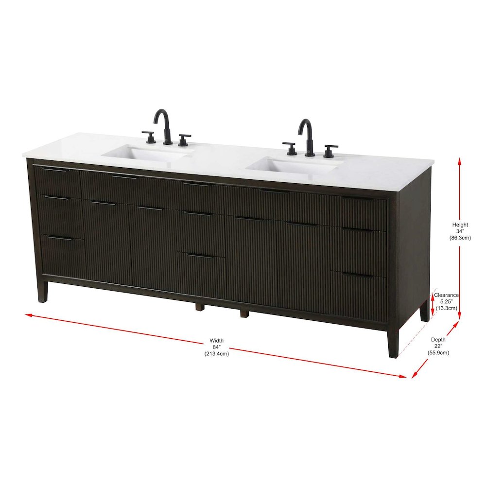 84 inch Double Bathroom Vanity in Chocolate Oak. Picture 10