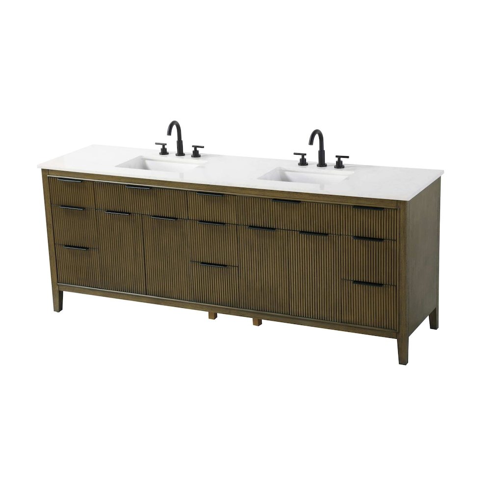 84 inch Double Bathroom Vanity in Hazel Oak. Picture 2