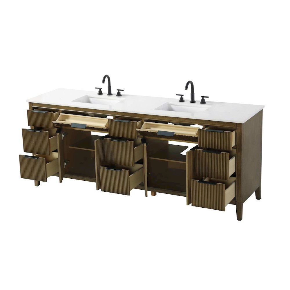 84 inch Double Bathroom Vanity in Hazel Oak. Picture 3