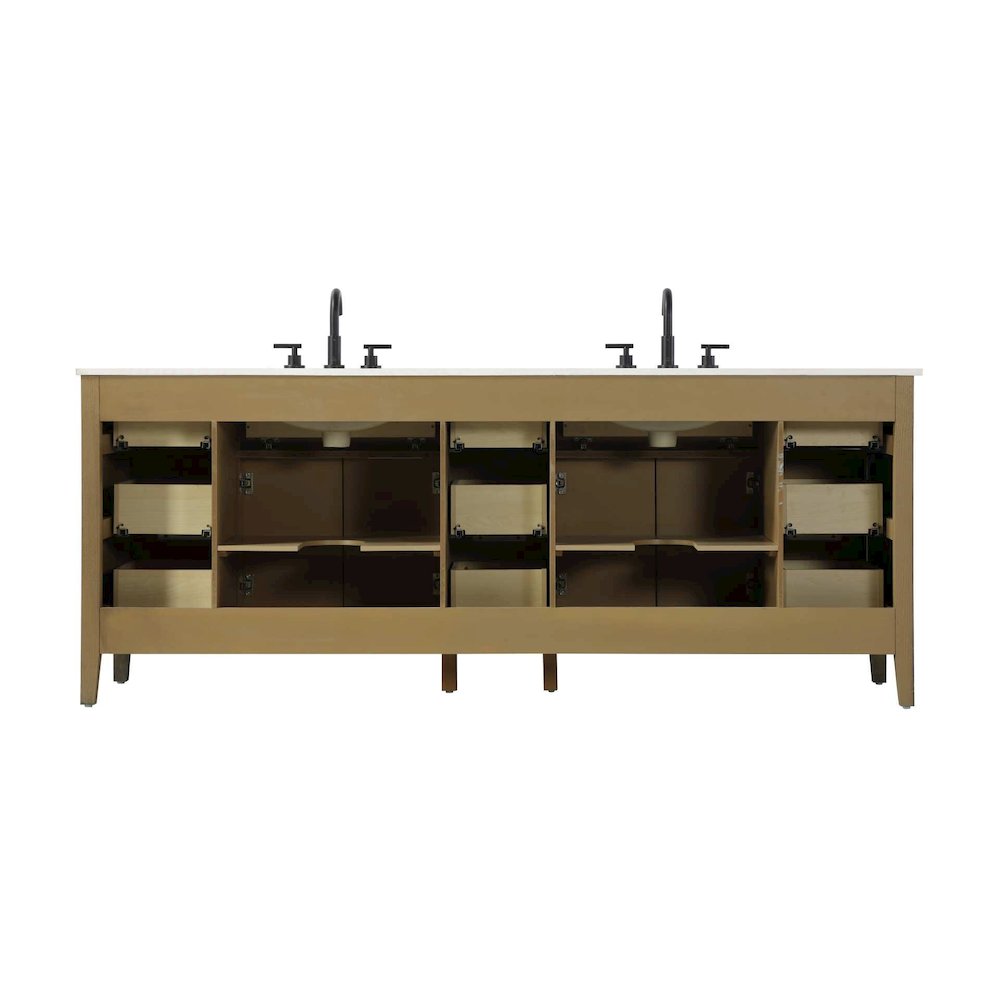 84 inch Double Bathroom Vanity in Hazel Oak. Picture 8