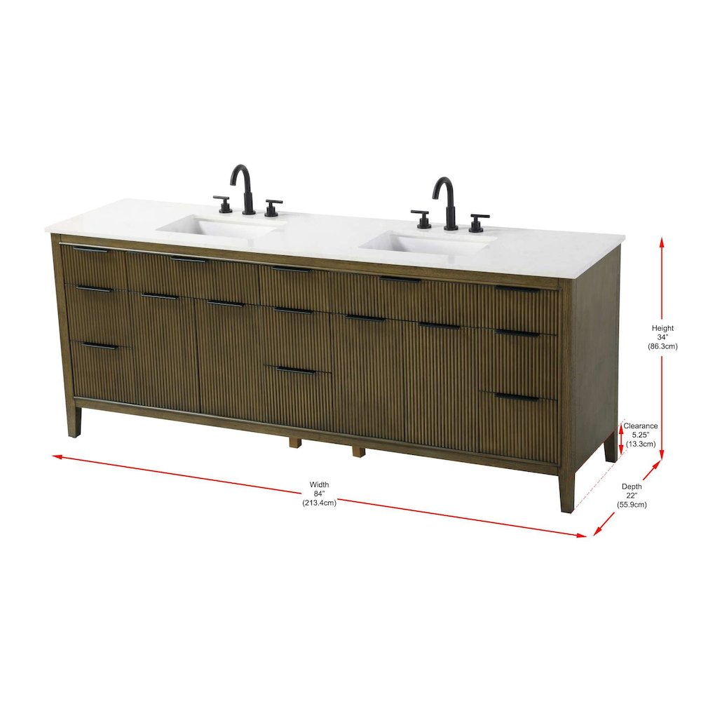 84 inch Double Bathroom Vanity in Hazel Oak. Picture 10