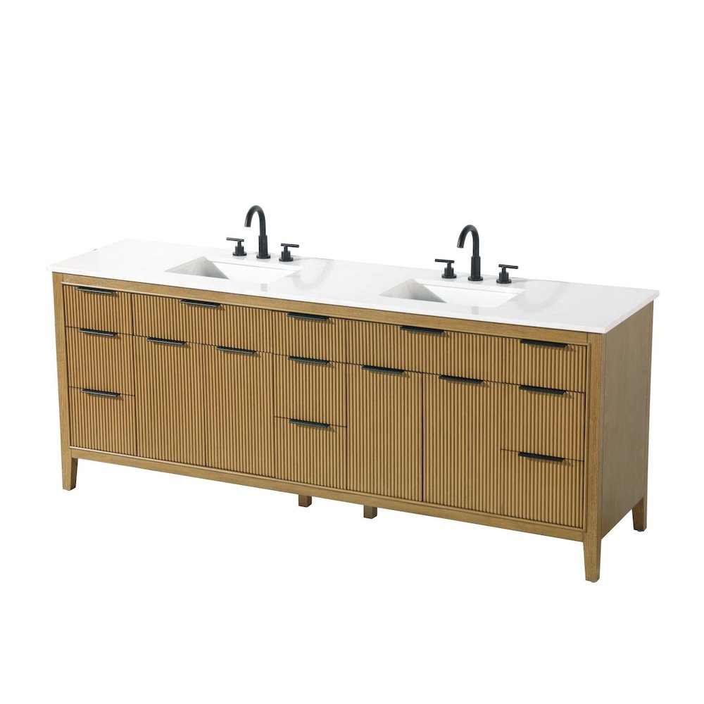 84 inch Double Bathroom Vanity in Honey Teak. Picture 2