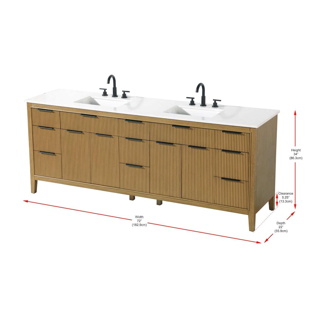 84 inch Double Bathroom Vanity in Honey Teak. Picture 3