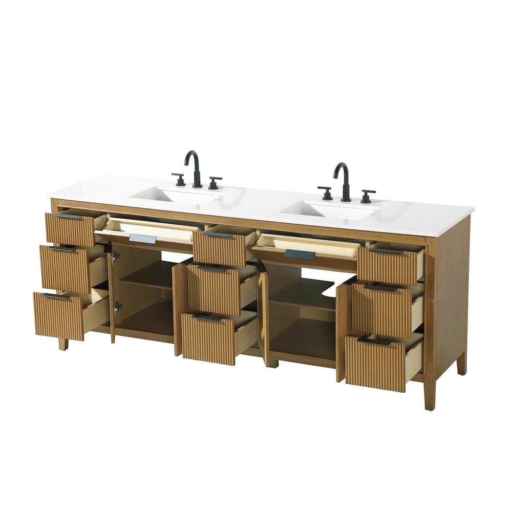 84 inch Double Bathroom Vanity in Honey Teak. Picture 4