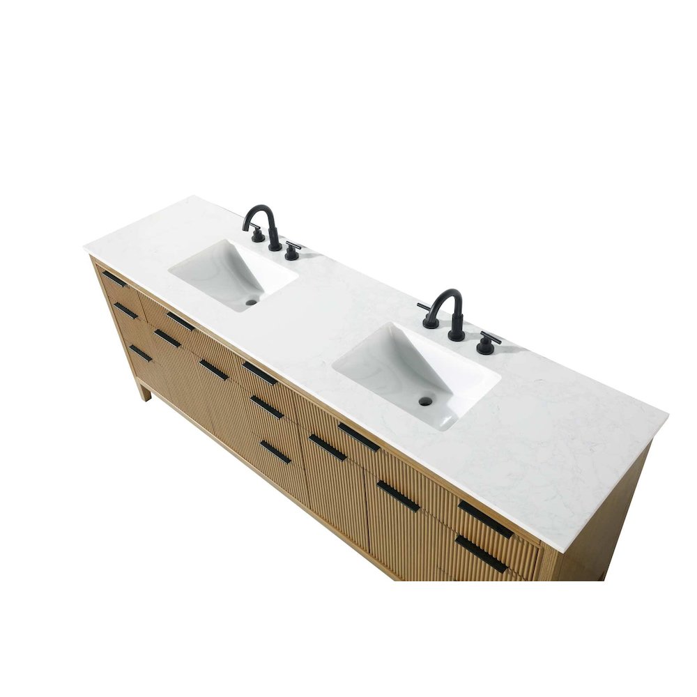 84 inch Double Bathroom Vanity in Honey Teak. Picture 6