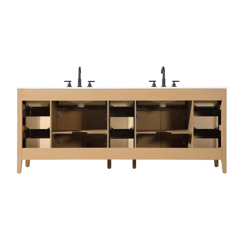 84 inch Double Bathroom Vanity in Honey Teak. Picture 10
