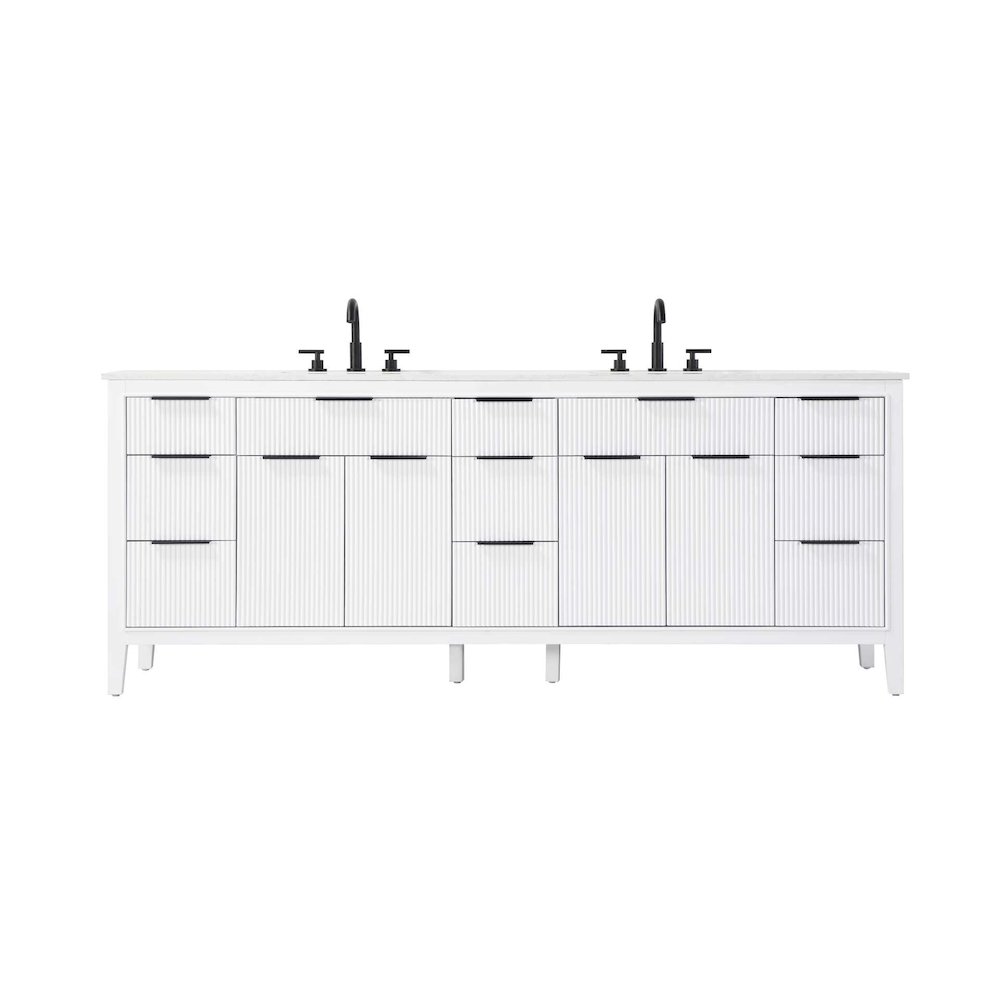 84 inch Double Bathroom Vanity in White. Picture 1