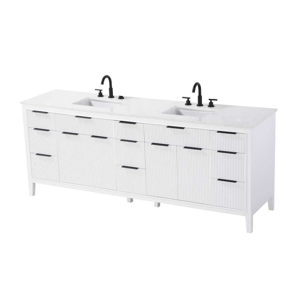 84 inch Double Bathroom Vanity in White. Picture 2