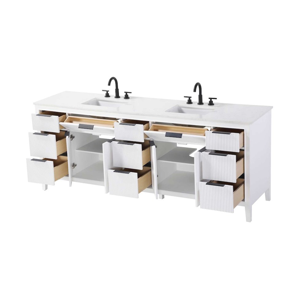 84 inch Double Bathroom Vanity in White. Picture 3