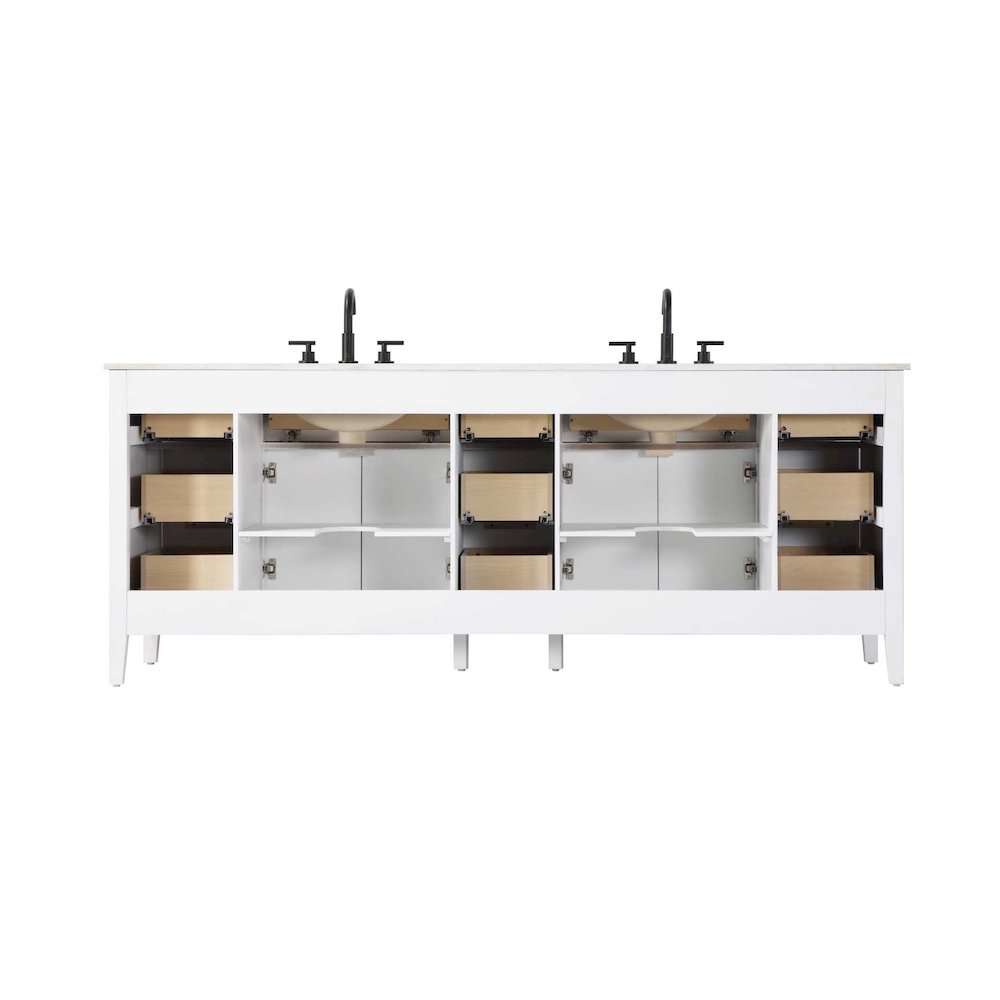 84 inch Double Bathroom Vanity in White. Picture 8