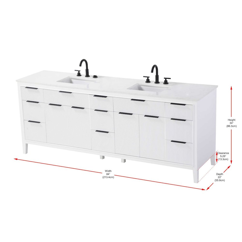 84 inch Double Bathroom Vanity in White. Picture 10