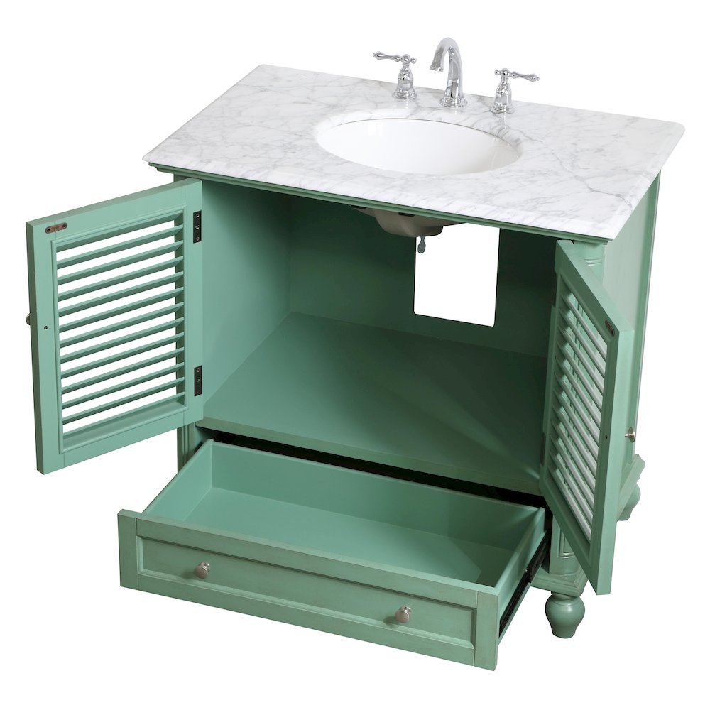 36 inch Single Bathroom Vanity in Vintage Mint. Picture 11