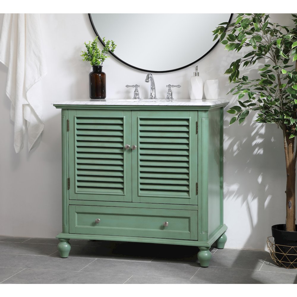 36 inch Single Bathroom Vanity in Vintage Mint. Picture 3