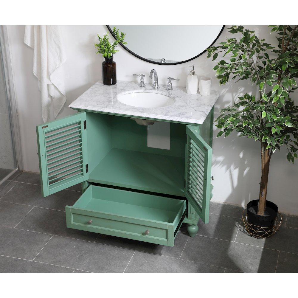 36 inch Single Bathroom Vanity in Vintage Mint. Picture 4