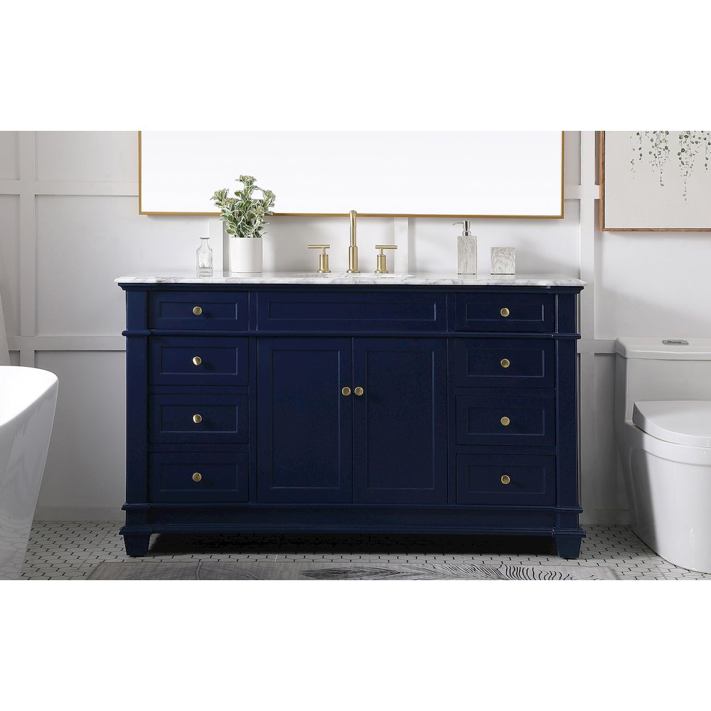 60 inch Single Bathroom Vanity set in Blue. Picture 2