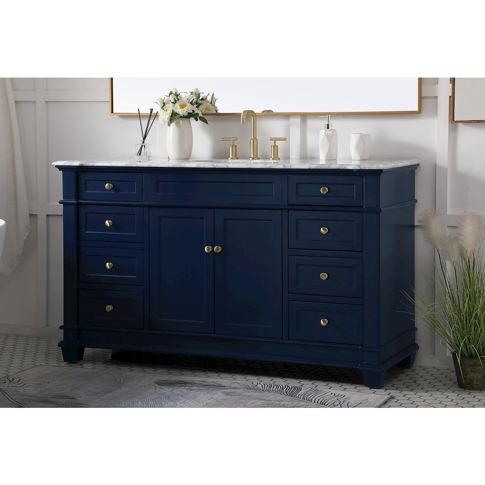 60 inch Single Bathroom Vanity set in Blue. Picture 3