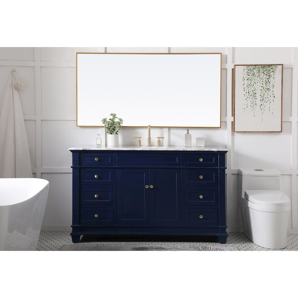 60 inch Single Bathroom Vanity set in Blue. Picture 5