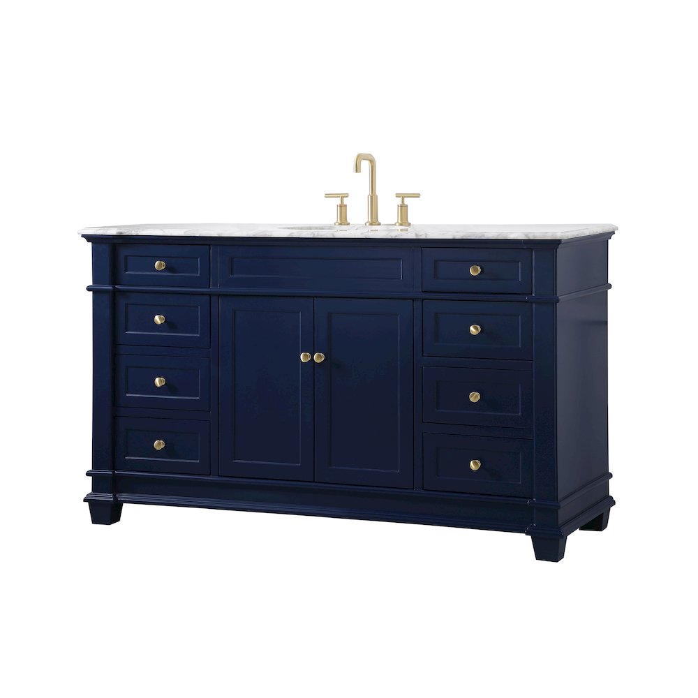 60 inch Single Bathroom Vanity set in Blue. Picture 8