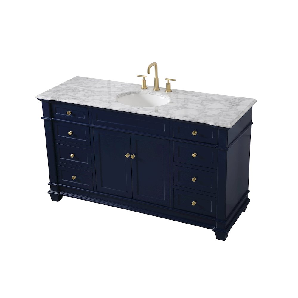 60 inch Single Bathroom Vanity set in Blue. Picture 9