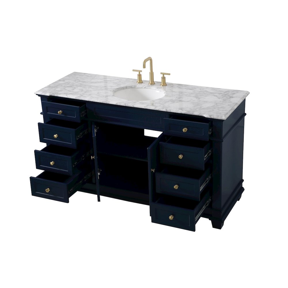 60 inch Single Bathroom Vanity set in Blue. Picture 10