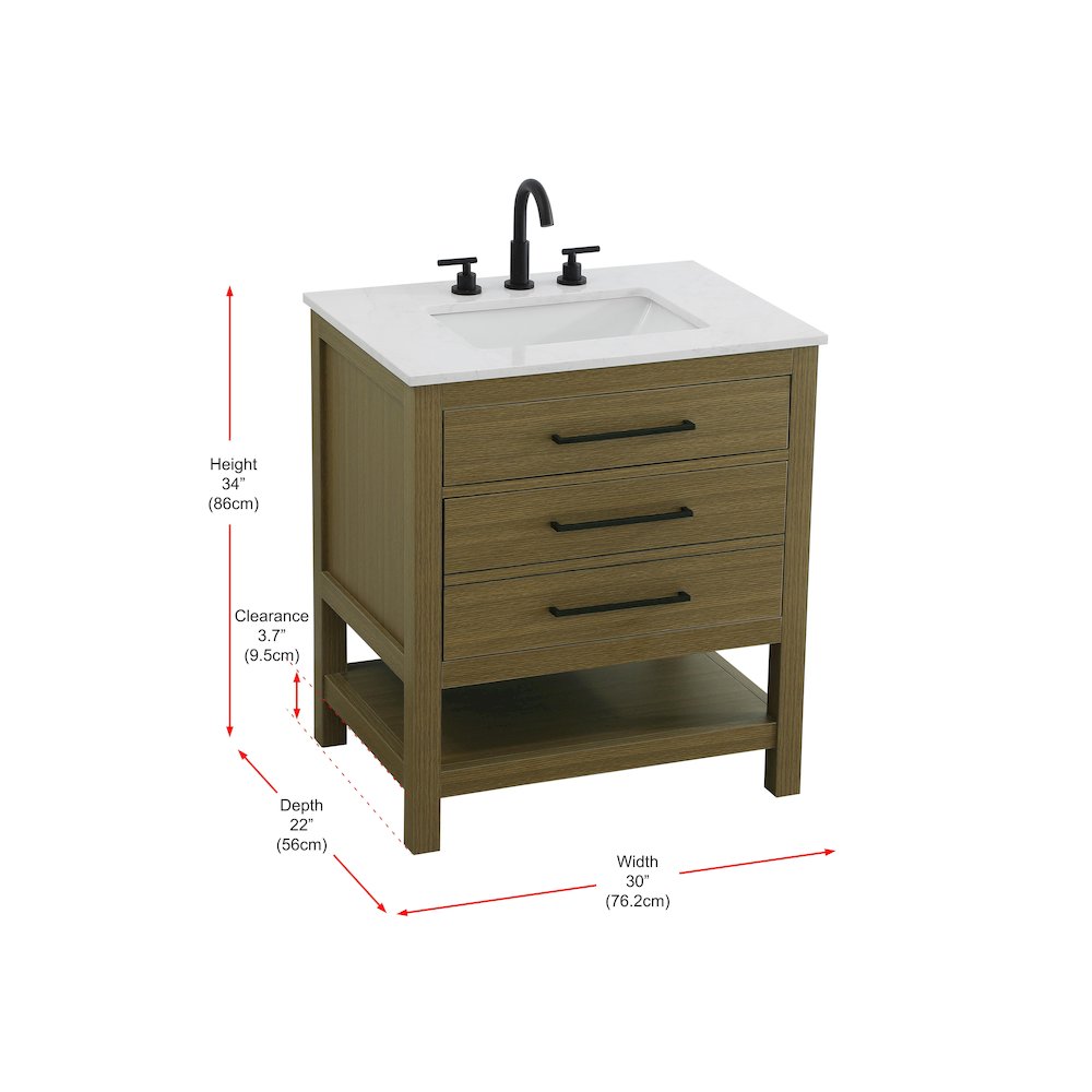 30 inch Single Bathroom Vanity in Chestnut Brown. Picture 13