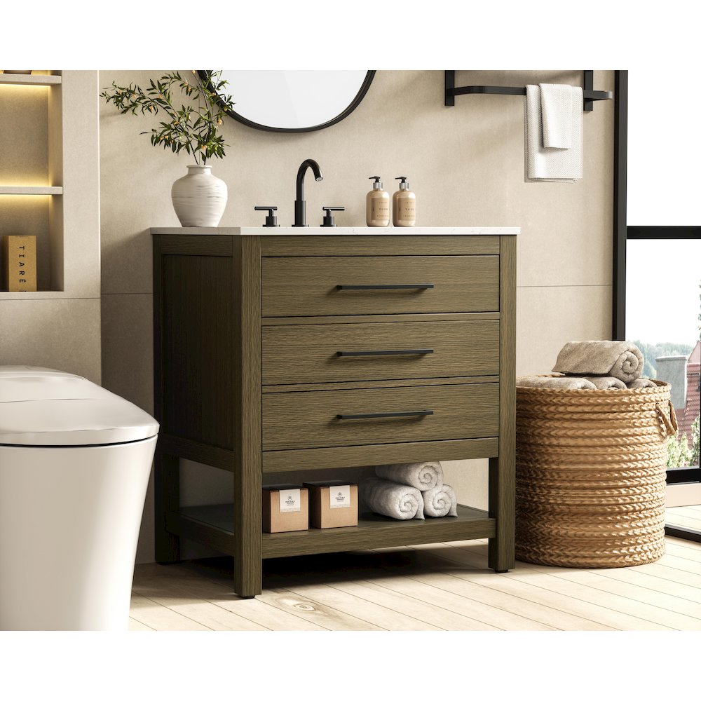 30 inch Single Bathroom Vanity in Chestnut Brown. Picture 3