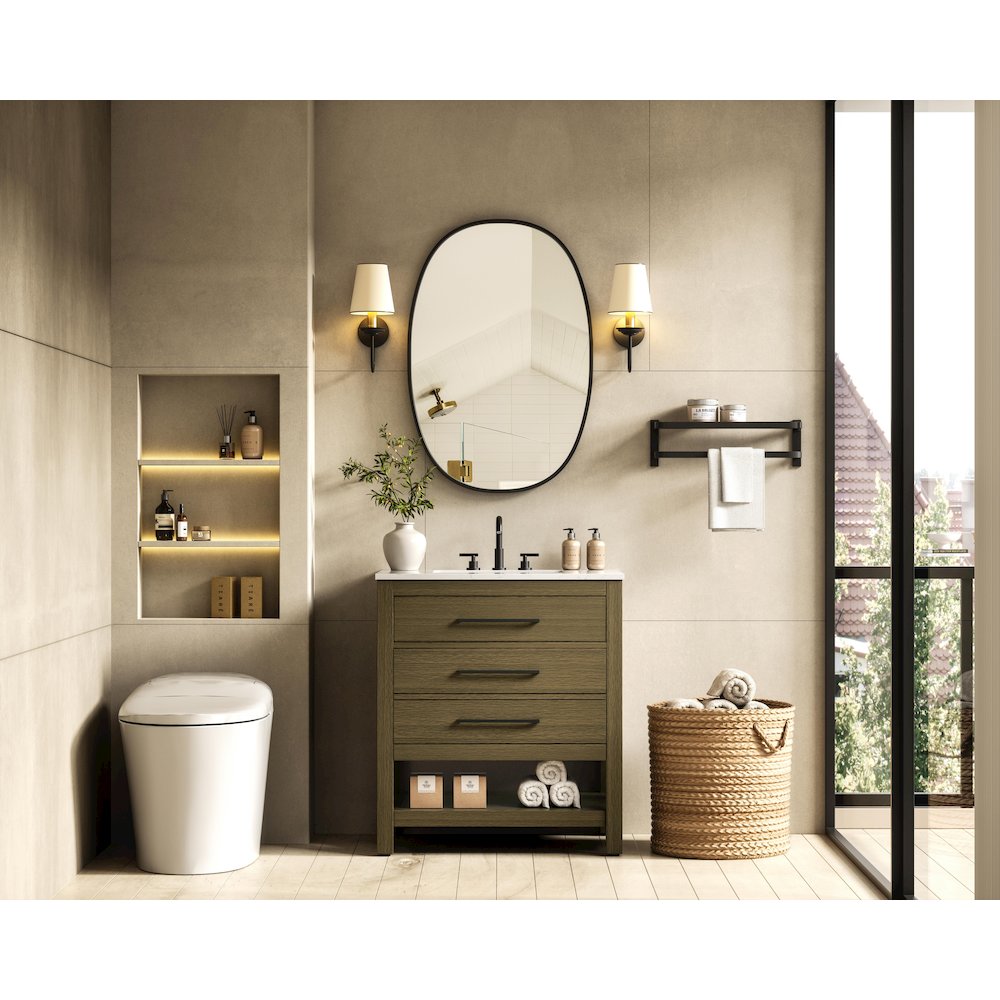 30 inch Single Bathroom Vanity in Chestnut Brown. Picture 4