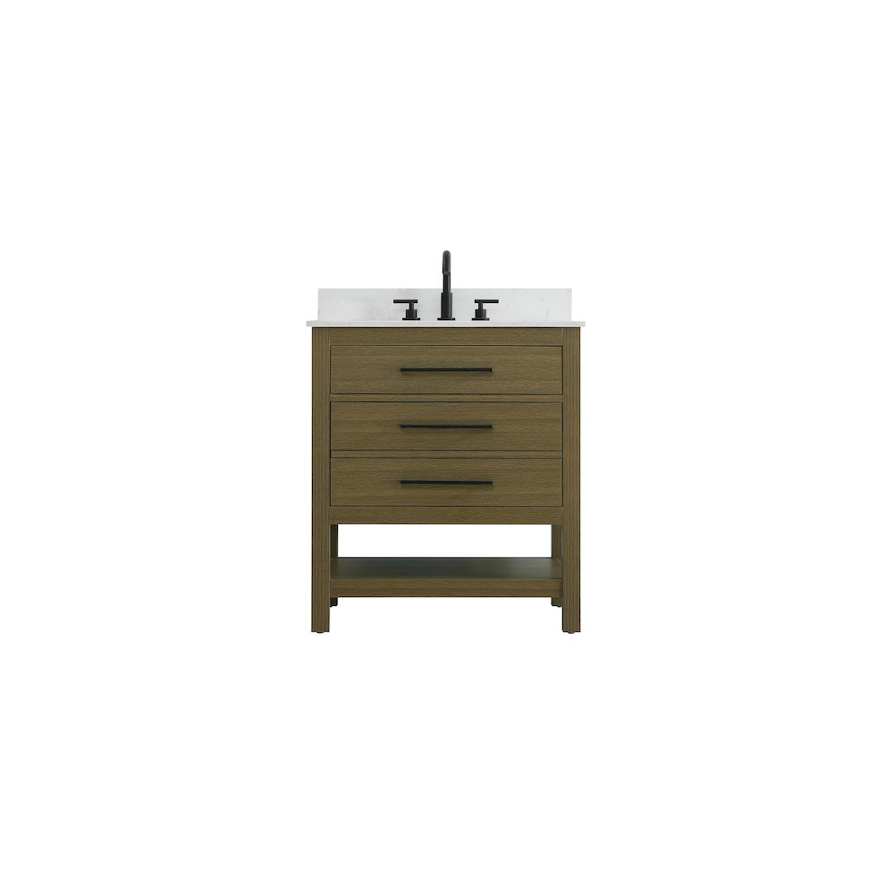 30 inch Single Bathroom Vanity in Chestnut Brown with backsplash. Picture 1