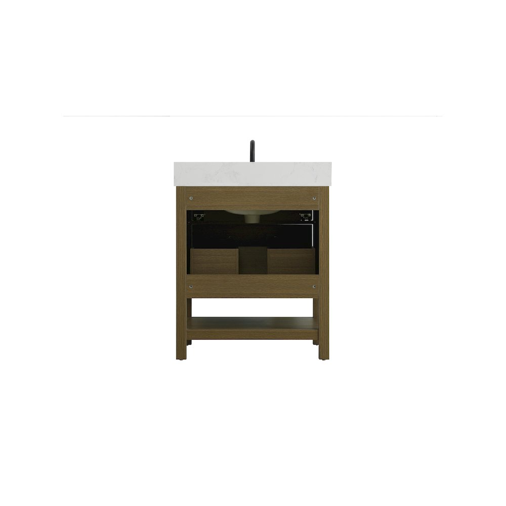 30 inch Single Bathroom Vanity in Chestnut Brown with backsplash. Picture 12