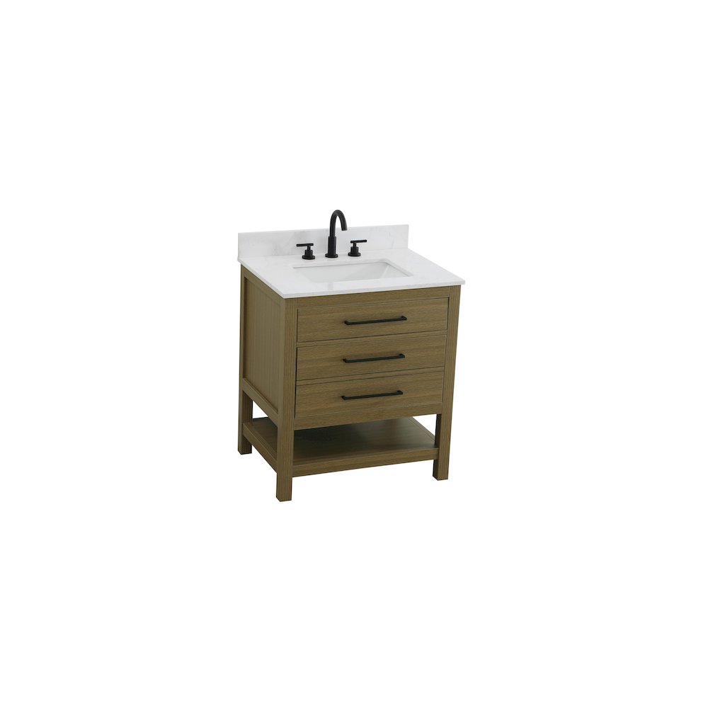 30 inch Single Bathroom Vanity in Chestnut Brown with backsplash. Picture 6