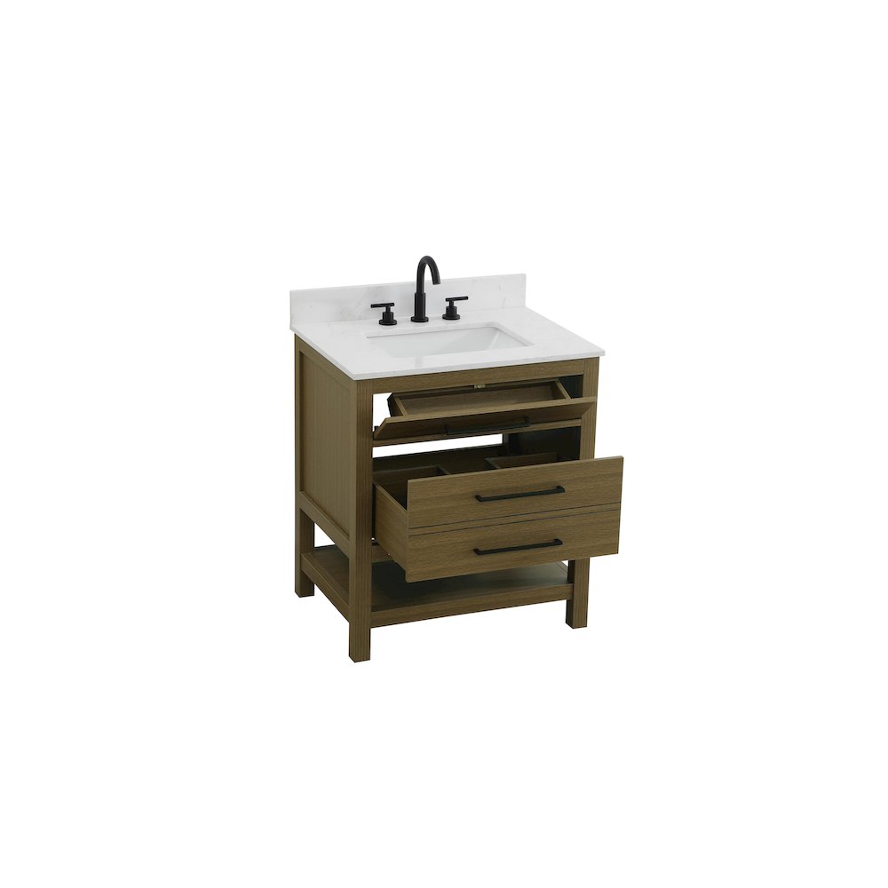 30 inch Single Bathroom Vanity in Chestnut Brown with backsplash. Picture 7