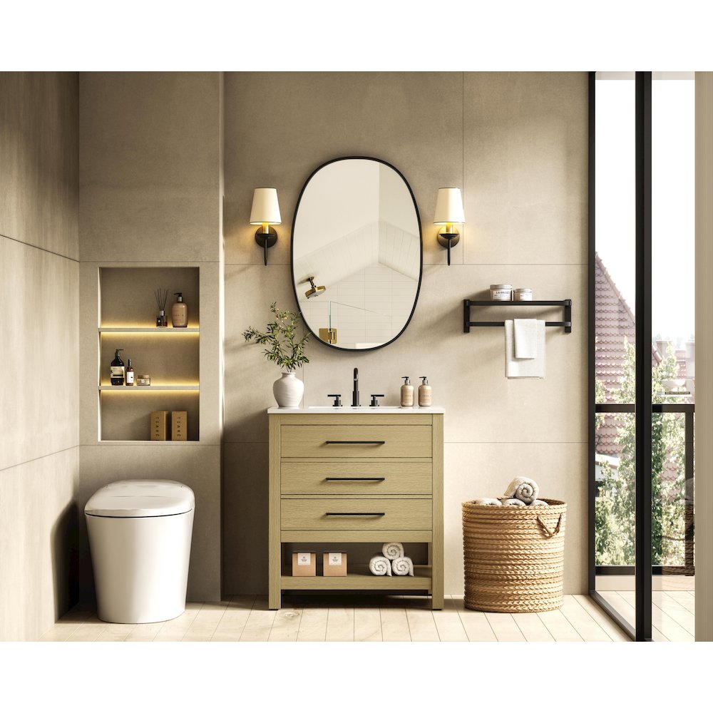 30 inch Single Bathroom Vanity in Honey Brown. Picture 4