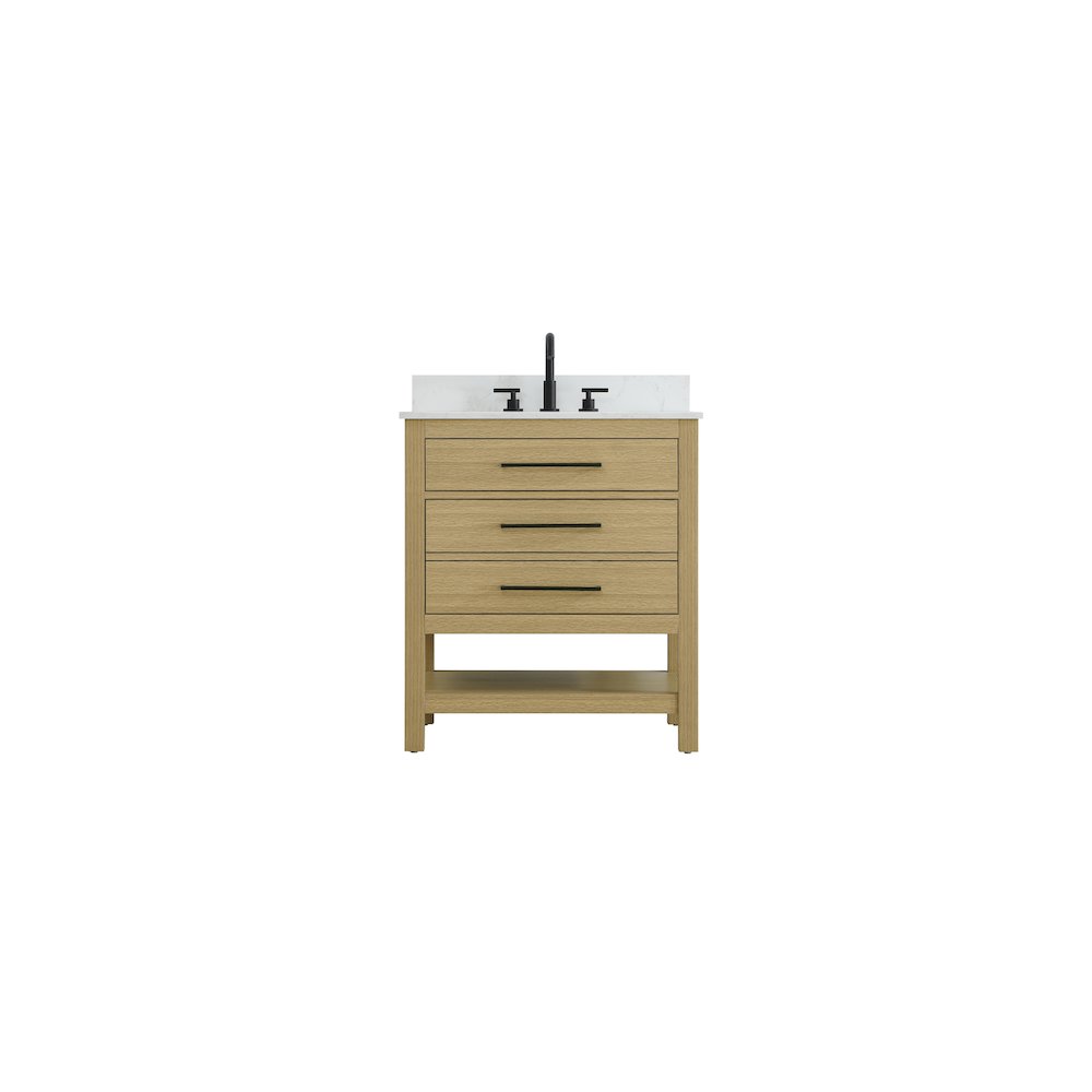 30 inch Single Bathroom Vanity in Honey Brown with backsplash. Picture 1