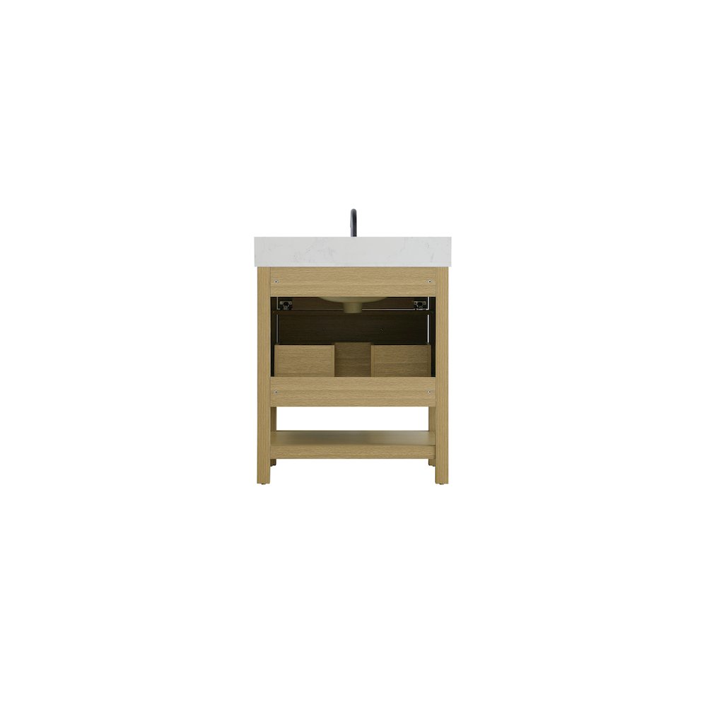 30 inch Single Bathroom Vanity in Honey Brown with backsplash. Picture 12
