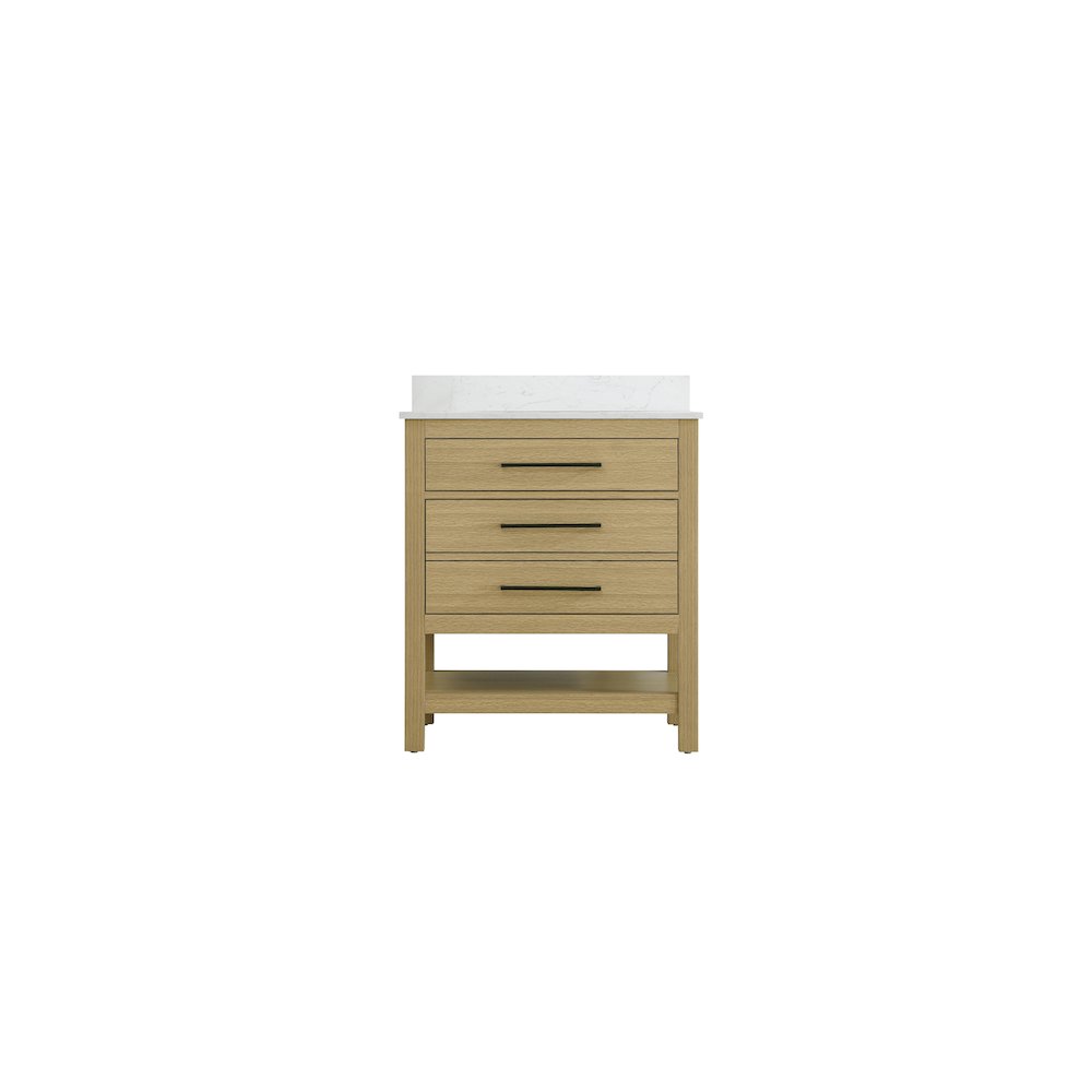 30 inch Single Bathroom Vanity in Honey Brown with backsplash. Picture 5