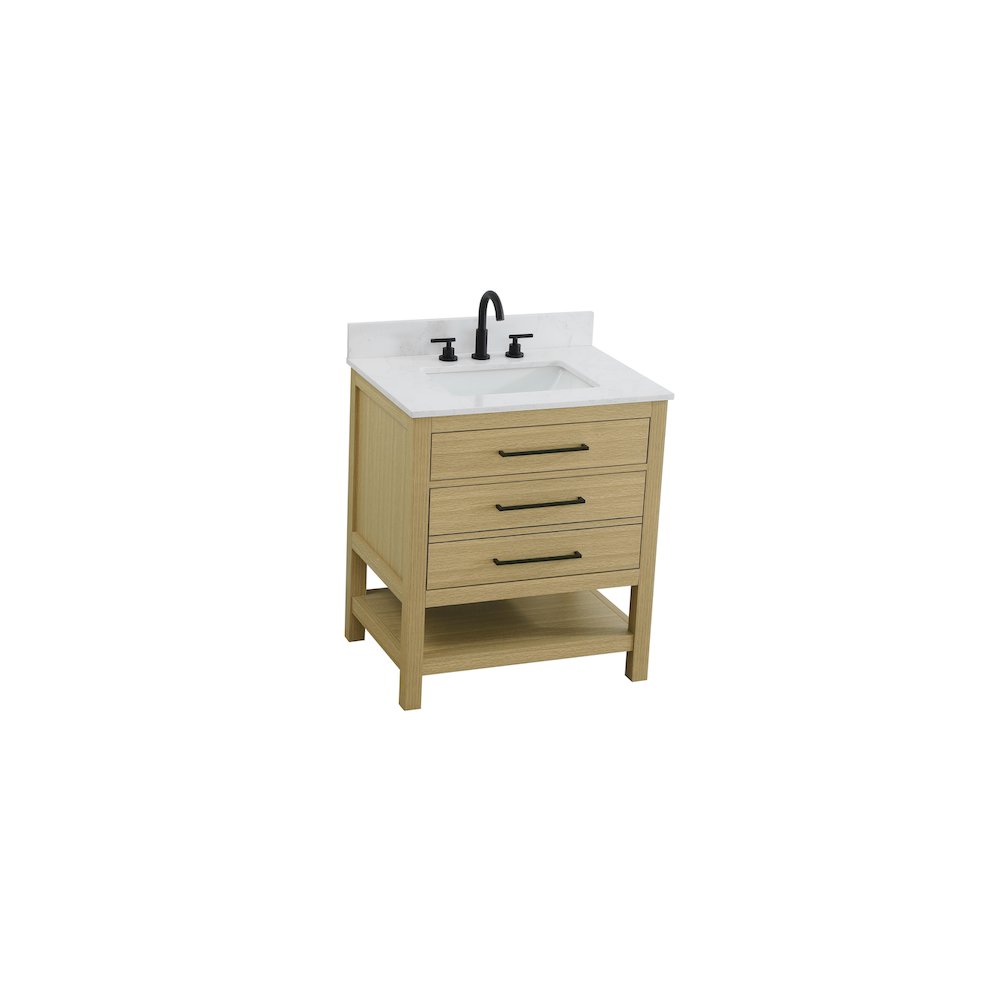 30 inch Single Bathroom Vanity in Honey Brown with backsplash. Picture 6