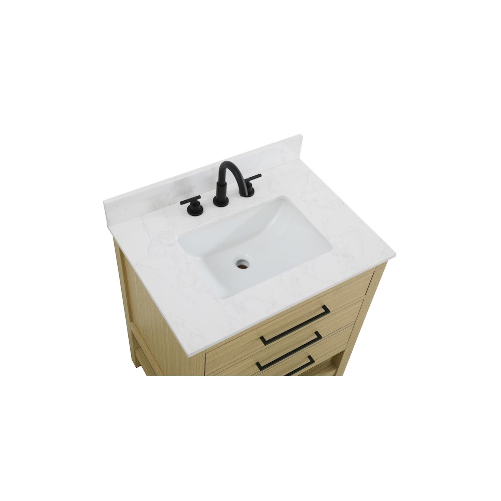 30 inch Single Bathroom Vanity in Honey Brown with backsplash. Picture 8