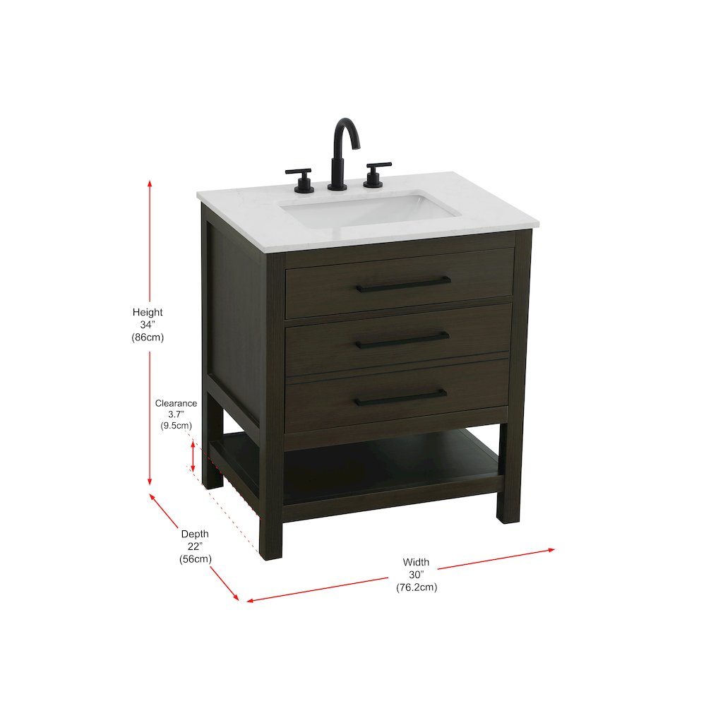 30 inch Single Bathroom Vanity in Mocha Brown. Picture 13