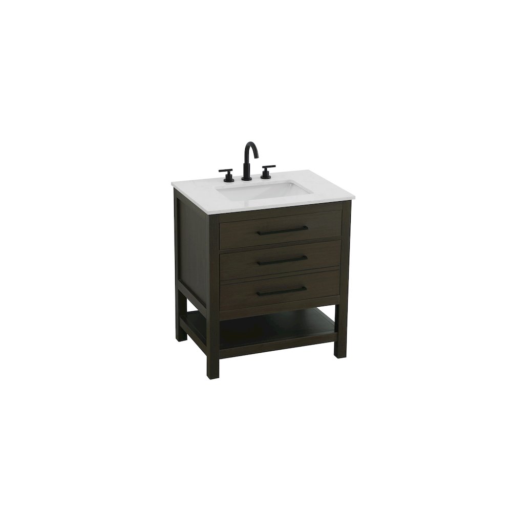 30 inch Single Bathroom Vanity in Mocha Brown. Picture 6