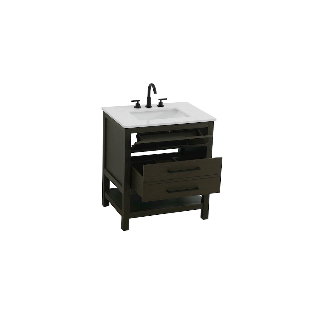 30 inch Single Bathroom Vanity in Mocha Brown. Picture 7