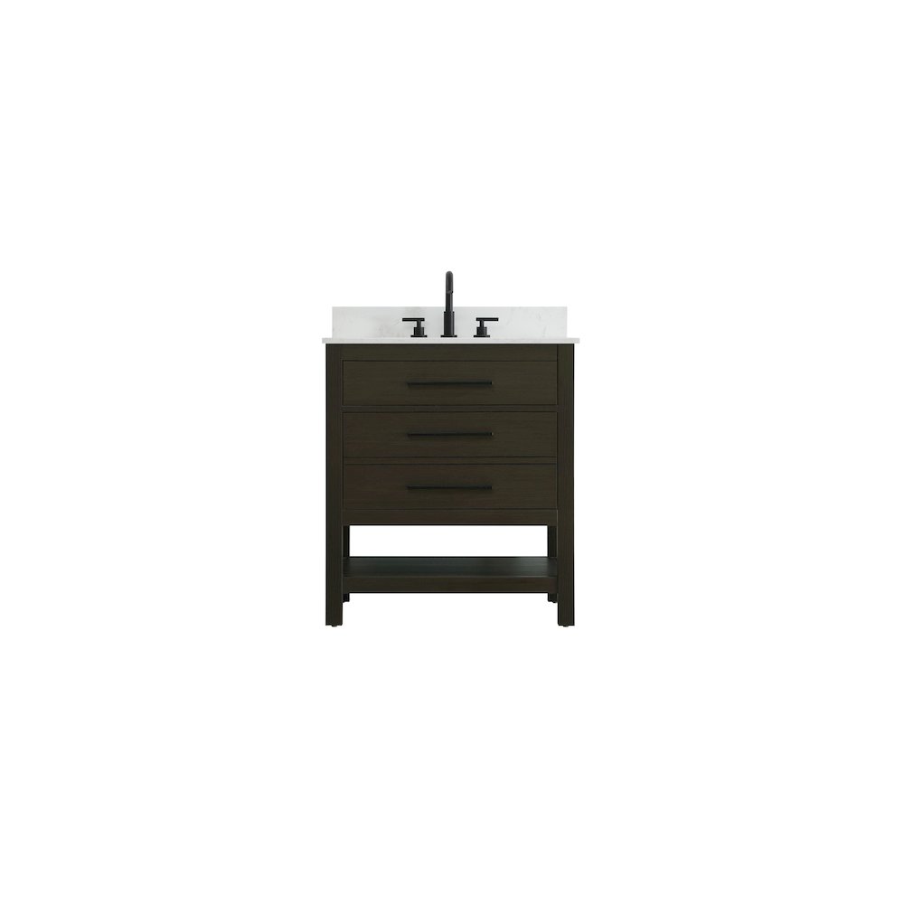 30 inch Single Bathroom Vanity in Mocha Brown with backsplash. Picture 1
