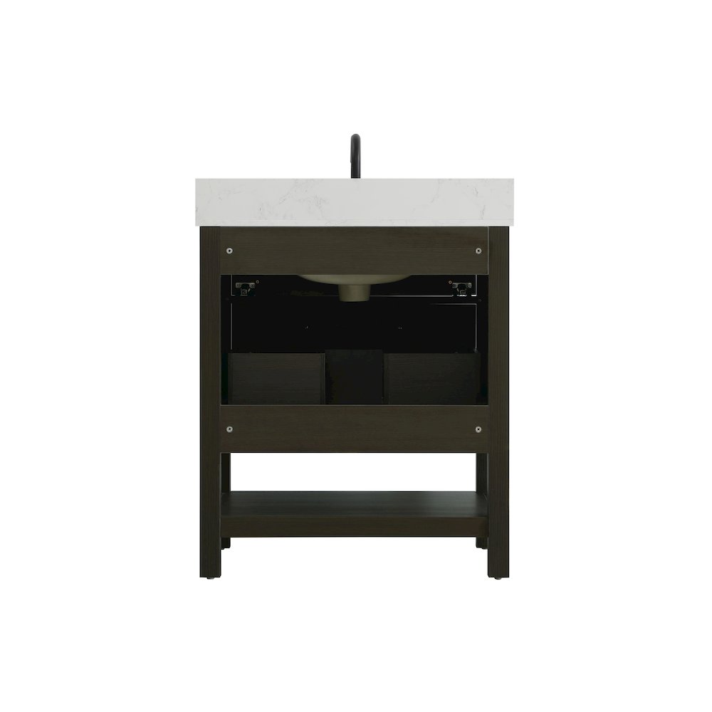 30 inch Single Bathroom Vanity in Mocha Brown with backsplash. Picture 12