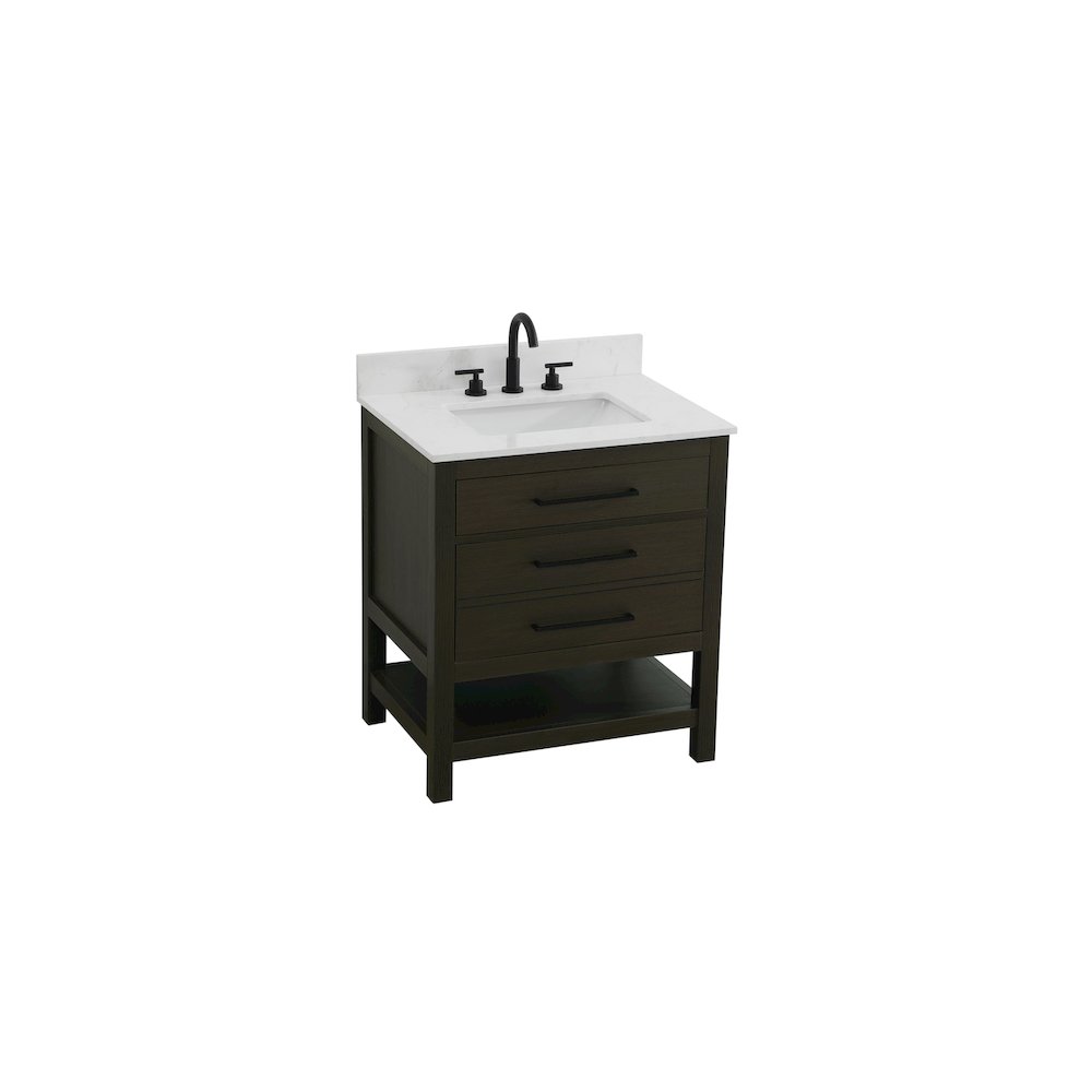 30 inch Single Bathroom Vanity in Mocha Brown with backsplash. Picture 6