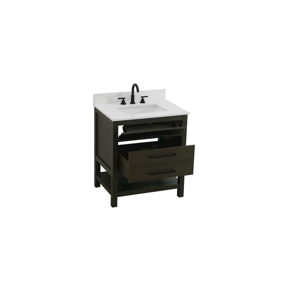 30 inch Single Bathroom Vanity in Mocha Brown with backsplash. Picture 7