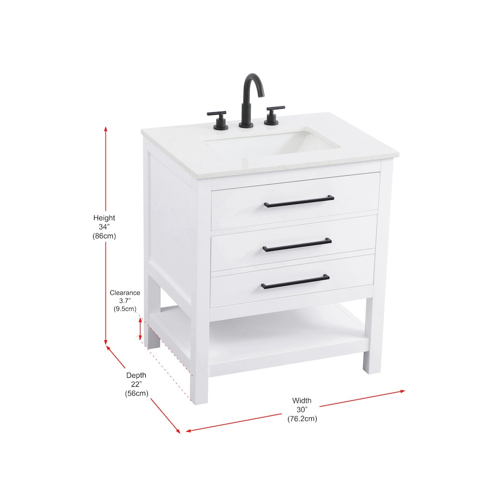 30 inch Single Bathroom Vanity in White. Picture 13