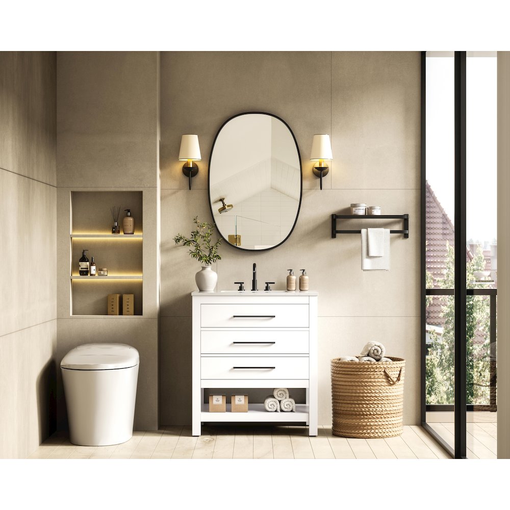 30 inch Single Bathroom Vanity in White. Picture 4