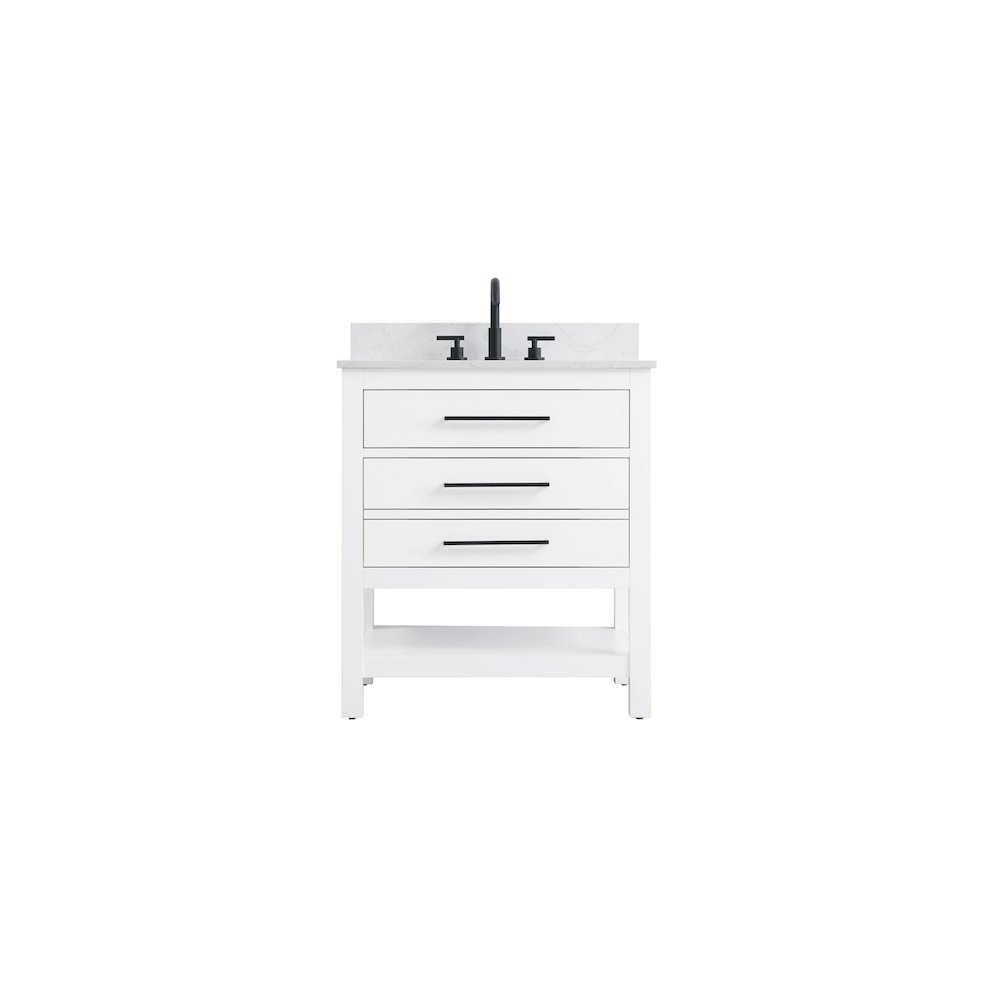 30 inch Single Bathroom Vanity in White with backsplash. Picture 1